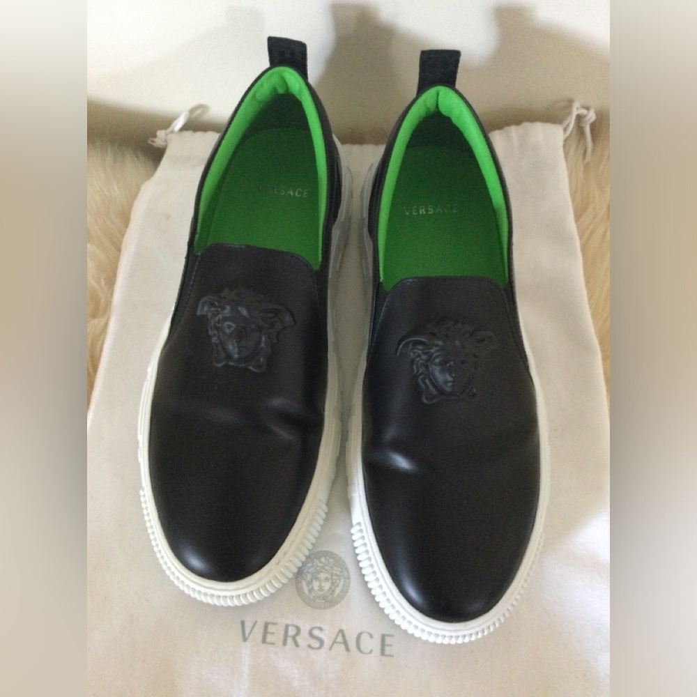 Versace Black Medusa Slip-On Sneakers Size 40